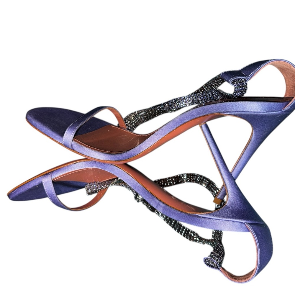 AMINA MUADDI Giorgia Crystal-Embellished Satin Sandals 38/US 8 - Picture 9 of 11